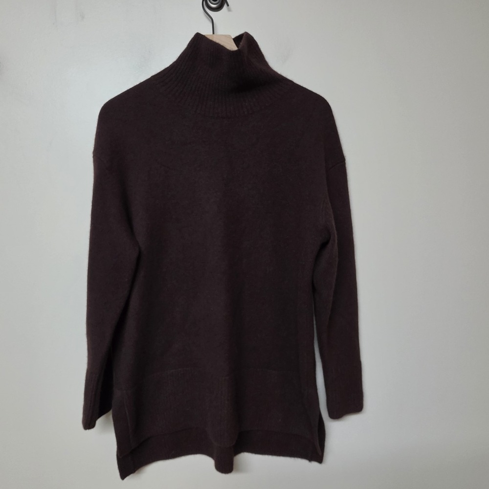 Nordstrom Signature 100% Cashmere Turtleneck Sweater Womens M Burgundy Oversized